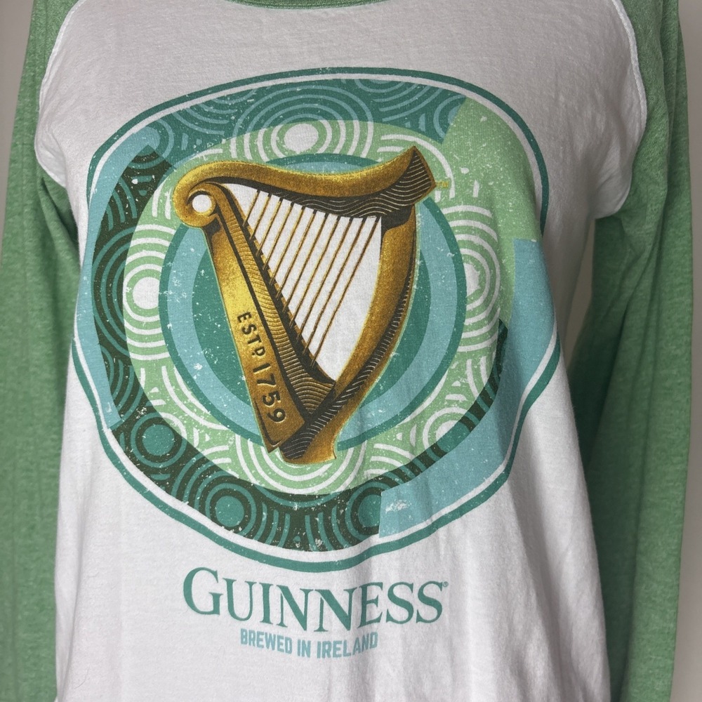 Guinness Official T-Shirt Womens Small cotton long sleeve raglan baseball tee - Picture 2 of 9